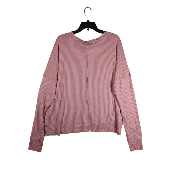 Oversized VNeck Ribbed Sweater Wild Fable Mauve XS Pink Relaxed Asymmetrical Hem - Picture 13 of 13